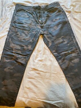 William Rast Men's Black Camo Slim Straight Jeans
